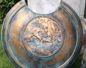 Ancient Shield Replica Greek Shield Larp Shield Armor Props Antique Armor Cosplay Props Ancient Weapons Bronze Metal Sculpture Art Collector