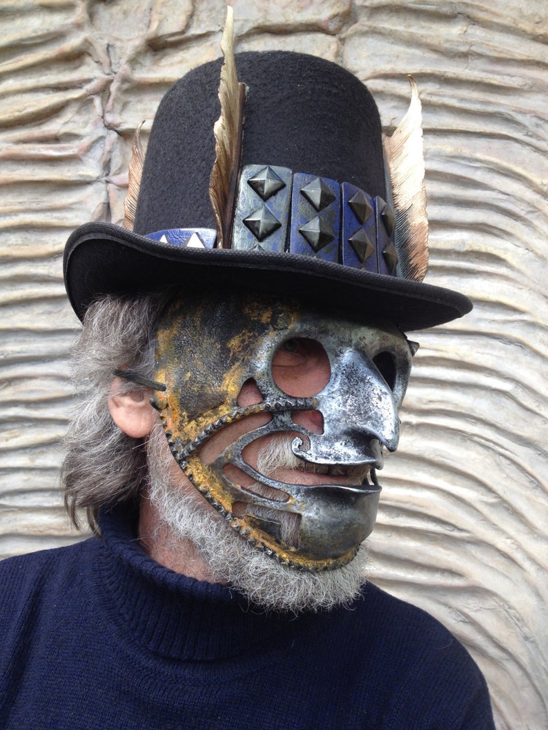Steampunk Mask and Cylinder Devil Mask Hat Steampunk Carnival Mask Masquerade Mask Mask Festival Hat Halloween Costume Mask Face Demon