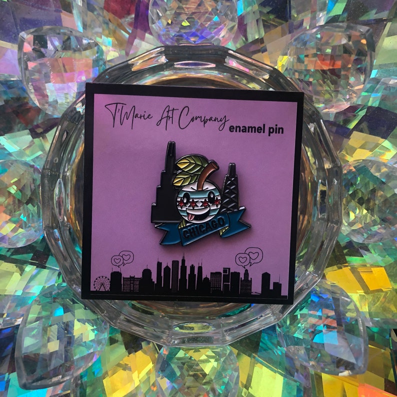 Chicago CherryKin Enamel Pin Emoji Lapel Kawaii Flair Cherry