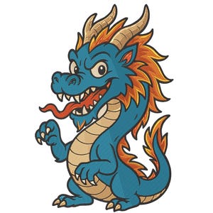 Cartone animato drago giapponese per bambini ricamo arte disegno macchina modello Halloween PRODOTTO DOWNLOAD DIGITALE