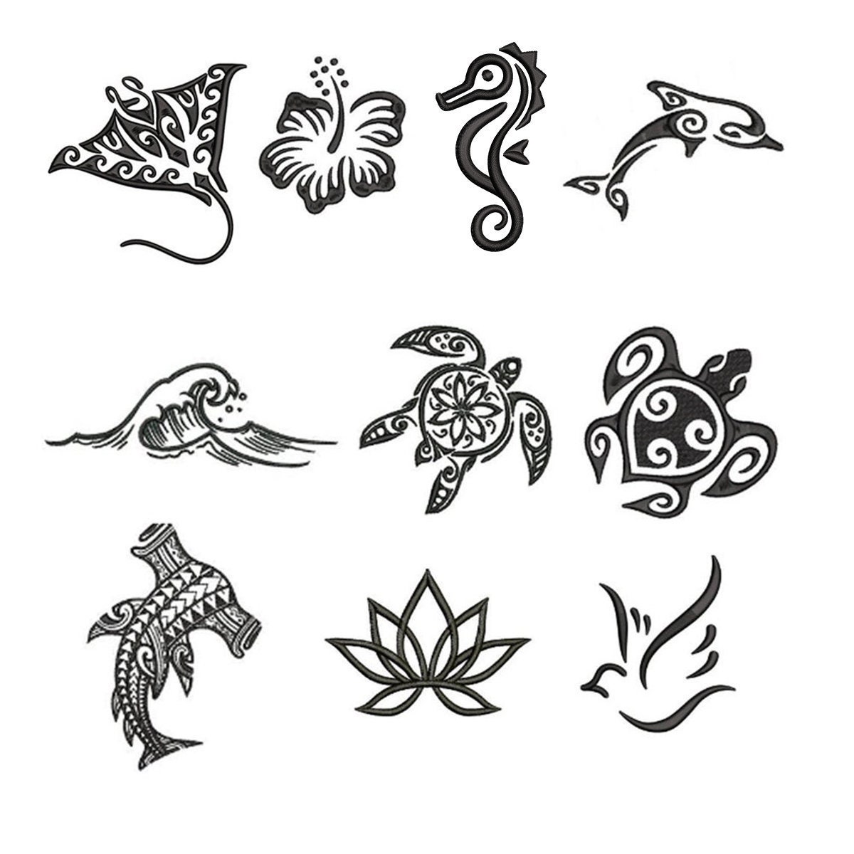 hawaiian flower tribal tattoo designs