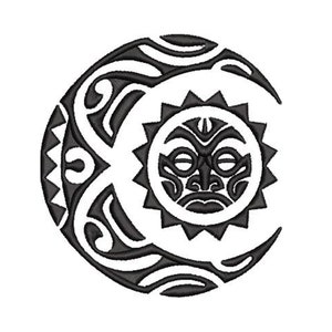 Sun moon stars hawaiian silhouette tribal polynesian Badge, Patch, DIY Solar System embroidery art design machine pattern  DIGITAL DOWNLOAD