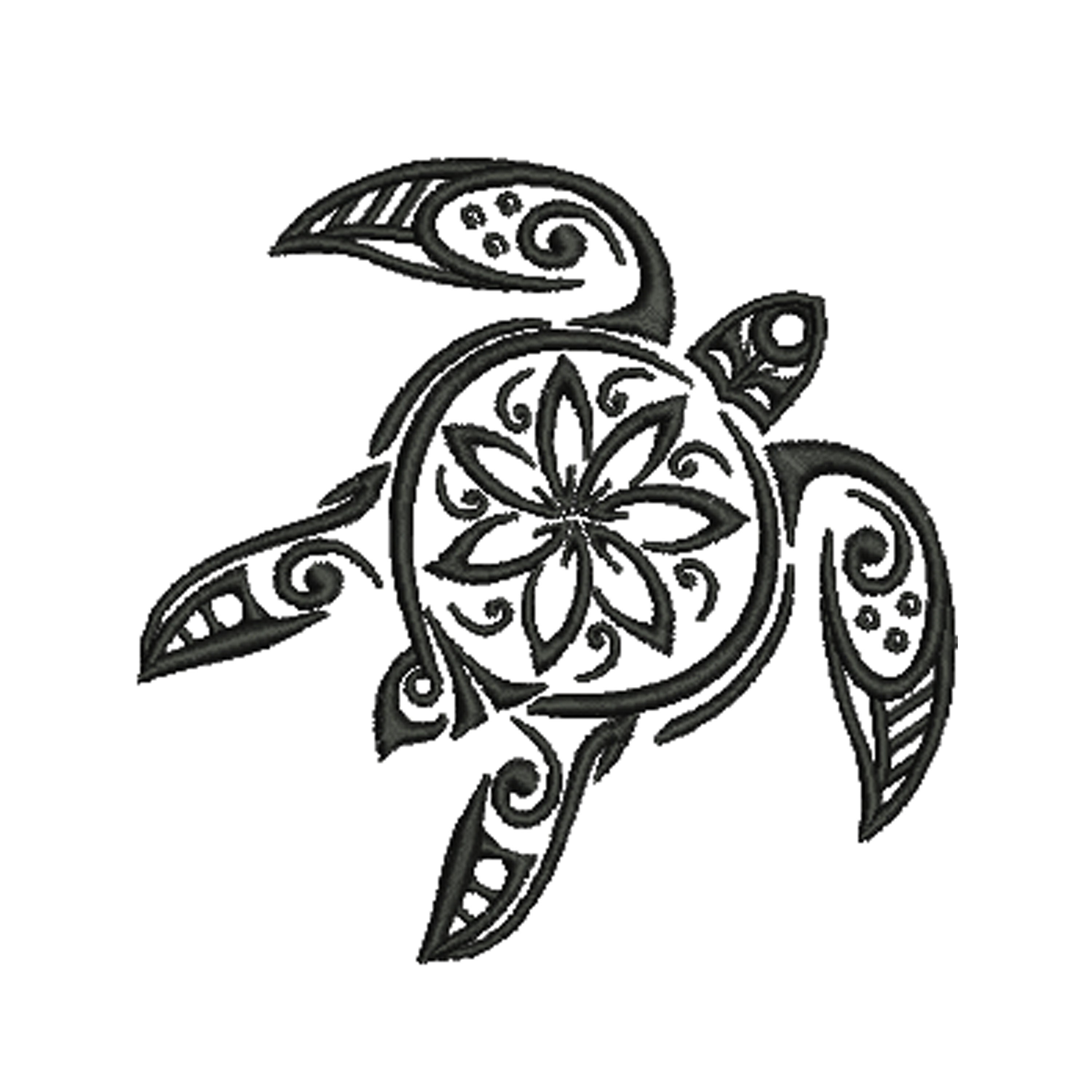 Turtle hawaiian flower silhouette tribal polynesian embroidery Etsy