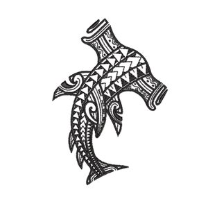 Hammer head Shark sea fish polynesian hawaiian animal tribal embroidery hawaii art design machine pattern  - DIGITAL DOWNLOAD PRODUCT