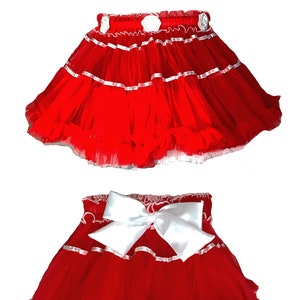 Girls Petticoat , Toddlers Costume skirt , Children's frothy Tutu skirt , Princess Skirt , Girls Costume , Kids Petticoat , Candy bows skirt Red White