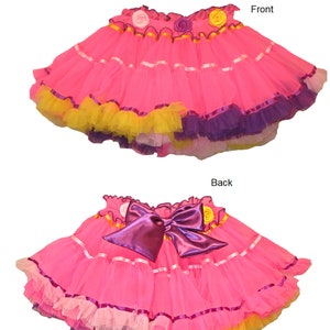 Girls Petticoat , Toddlers Costume skirt , Children's frothy Tutu skirt , Princess Skirt , Girls Costume , Kids Petticoat , Candy bows skirt Hotpink Rainbow