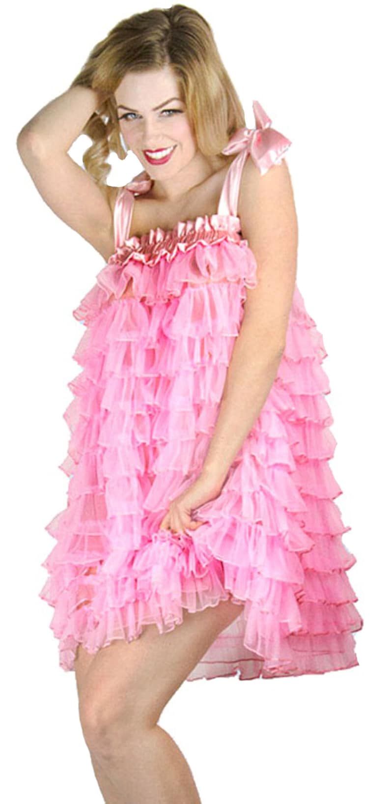 Ruffle Sheer Babydoll Pink Loungewear Sheer negligee Etsy