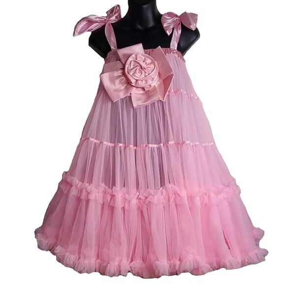 Cosplay Girly Kleid Baby Puppe, Prinzessin Sheer Kleid mit vielen Rüschen, Erwachsene Baby Sissy Kleid Babydoll, Super süßes Baby Puppe Kleid