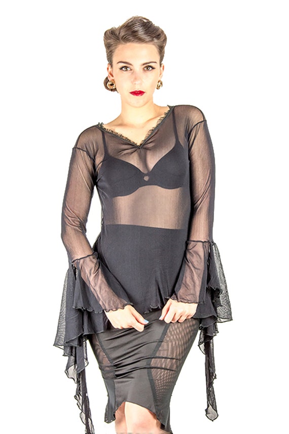 women's sheer mesh tops
