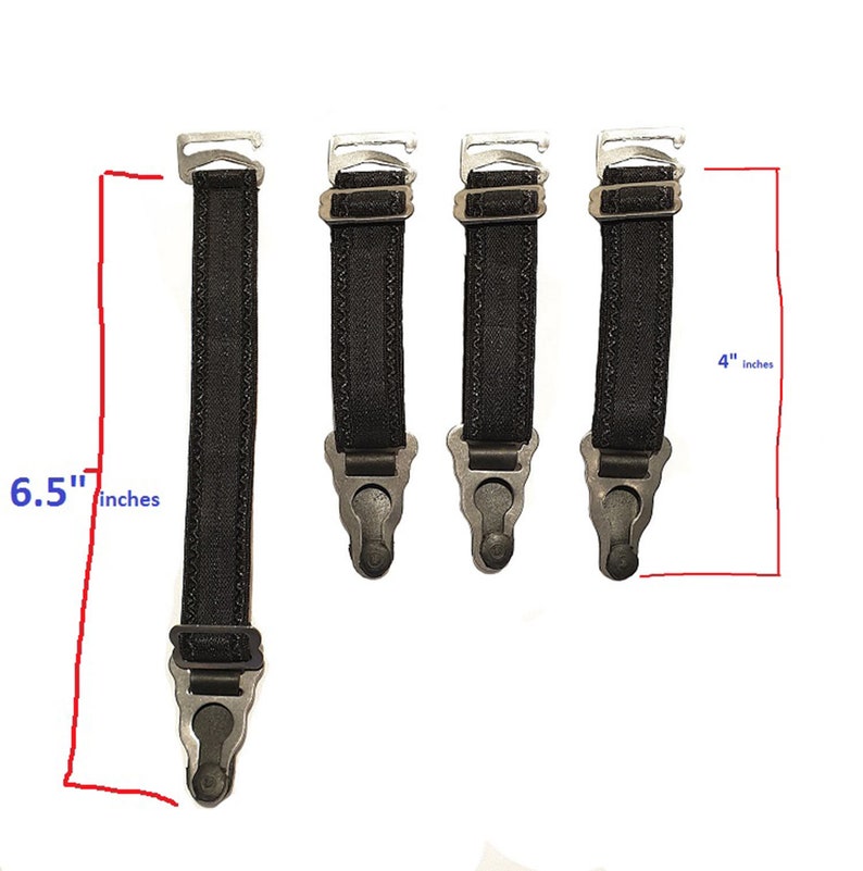 Adjustable Steel Straps Suspender with hook for garter belt stockings and lingerie Set of 4 or 6 Black Suspender Straps great quality .
