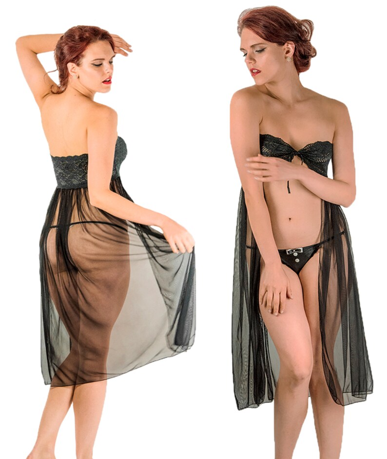 White Long Dress Sheer Loungewear Dress Lace Nighties Etsy