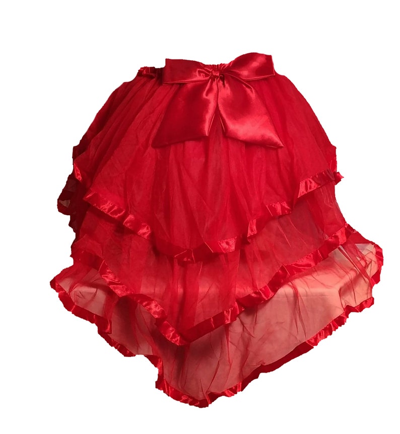 Long layered bustle skirt , Burlesque Steampunk Bustle skirt , Victorian Skirts , Retro bustle skirt , Layered Bustle Skirt Fancy Costume Red