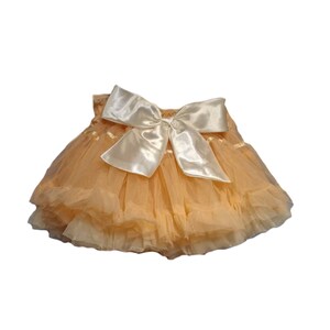 Girls Petticoat , Toddlers Costume skirt , Children's frothy Tutu skirt , Princess Skirt , Girls Costume , Kids Petticoat , Candy bows skirt Peach Cream