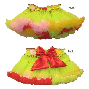 Girls Petticoat , Toddlers Costume skirt , Children's frothy Tutu skirt , Princess Skirt , Girls Costume , Kids Petticoat , Candy bows skirt YellowGreen Rainbow