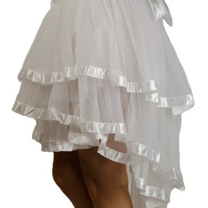 Long layered bustle skirt , Burlesque Steampunk Bustle skirt , Victorian Skirts , Retro bustle skirt , Layered Bustle Skirt Fancy Costume White