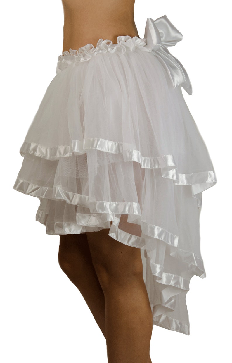 Long layered bustle skirt , Burlesque Steampunk Bustle skirt , Victorian Skirts , Retro bustle skirt , Layered Bustle Skirt Fancy Costume White