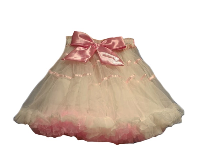 Girls Petticoat , Toddlers Costume skirt , Children's frothy Tutu skirt , Princess Skirt , Girls Costume , Kids Petticoat , Candy bows skirt White Babypink