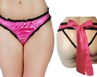 Ouvert Seidiges Satin Höschen, Freche Schlüpfer, Burlesque Schlüpfer, Sissy Slip, Tie Zurück Schlüpfer, Zurück Krawatte Unterwäsche, Sexy Dessous