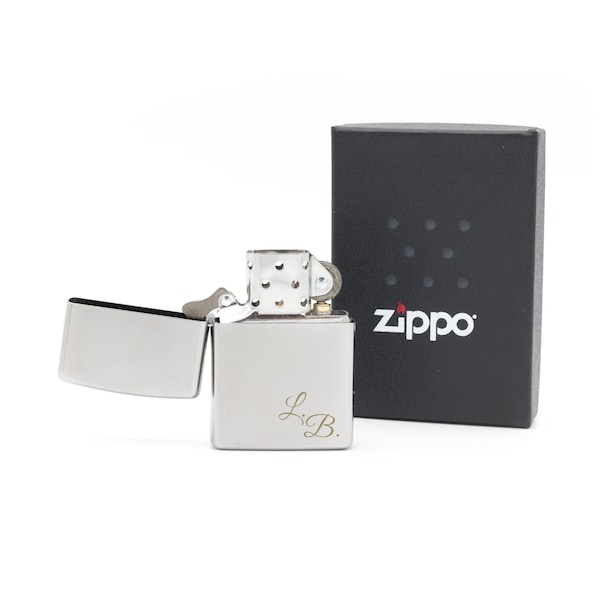 Feuerzeug mit Gravur - Zippo Silber  - Benzinfeuerzeug mit individueller Wunschgravur - persönliche Geschenkidee