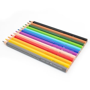Lápices de colores con nombre - Faber Castell Jumbo Color Grip - 12 piezas - lápices de colores con grabado - regalo para empezar el cole