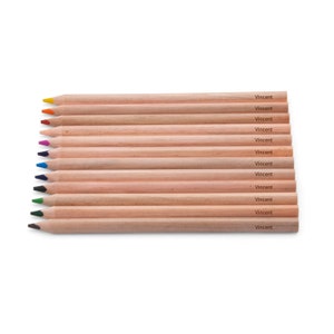 Matite colorate con nome - Pelikan Triangular Jumbo Wood - 12 pezzi - Matite colorate con incisione - Regalo per l'inizio della scuola