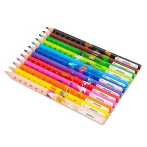 Matite colorate con nome - Pelikan Triangular Combino - 12 pezzi - Matite colorate con incisione - Regalo per l'inizio della scuola