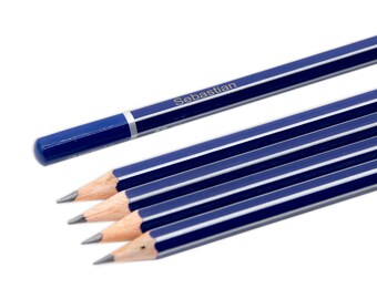 Bleistift mit Namen - Pelikan blau sechskant - 5er Set