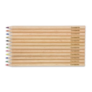 Kleurpotloden met namen gegraveerd in hout - Herlitz - zeshoekig - 12/24 stuks