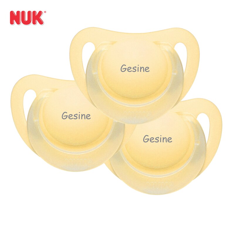 Pacifier engraved with Name-Nuk Starlight yellow image 3