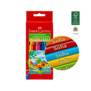 Faber Castell driehoekig - 12/24 stuks - kleurpotloden met naam/gravure - cadeau voor beginnende school