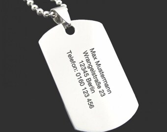 Dog tag with engraving stainless steel