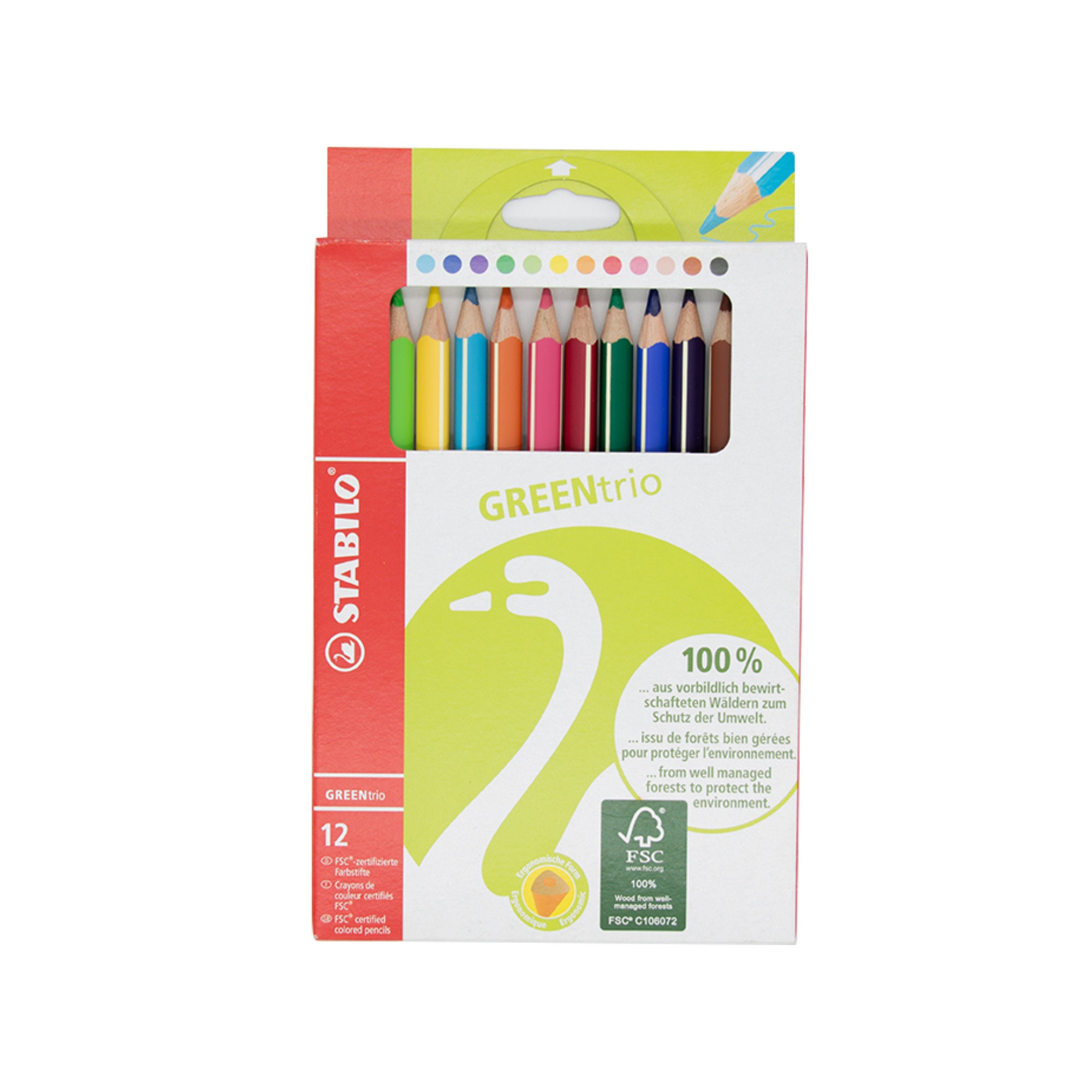 Crayon de couleur Stabilo Trio court - pochette souple de 12 crayons de  couleur