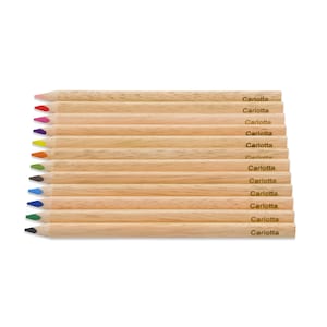 Lápices de colores con nombre - Herlitz Trilino madera jumbo triangular - paquete de 12 - lápices de colores con grabado - regalo para empezar el cole