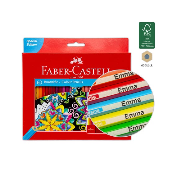 Faber Castell Classic 60 Pieces Colored Pencils With Name / Engraving Gift  for School Enrollment -  Denmark