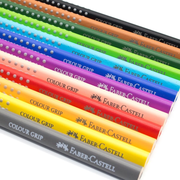 Buntstifte mit Namen - Faber Castell mit Grip - 12 Stück - Buntstifte mit Gravur - Geschenk zur Einschulung