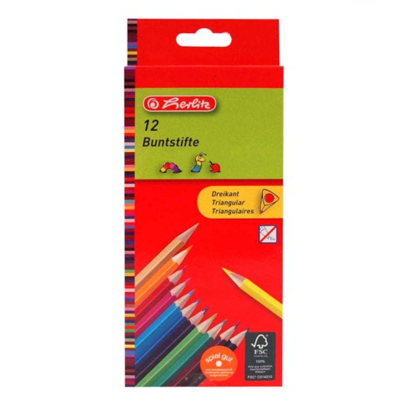 Crayons gravés nominativement Herlitz triangulaire 12 / 24 pièces 12er