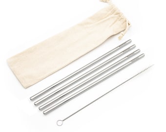 Mehrweg Trinkhalm Strohhalm aus Edelstahl mit Namen / Gravur - personalisiert - 4er oder 8er Set - persönliche Geschenkidee zu Weihnachten