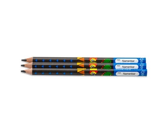 3x Jumbo Bleistift mit Namen - Schreiblernbleistift Pelikan Combino - blau (Junge)