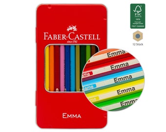 Faber Castell Classic - Metallbox - Buntstifte mit Namen / Gravur - Geschenk zur Einschulung