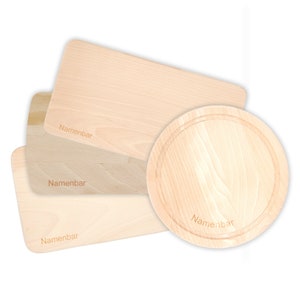 Wooden bread board with individual engraving - breakfast board with name - round or square