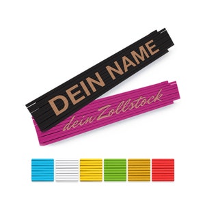 Folding rule with name engraving - personalized 2 meter wooden folding rule in different colors - (labeled on one side or both sides)