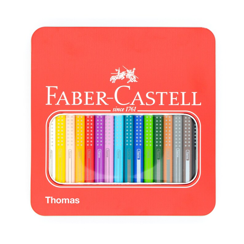 Buntstifte mit Namen Faber Castell Jumbo mit Grip Wunschname Box Buntstifte mit Gravur Geschenk zur Einschulung Bild 7