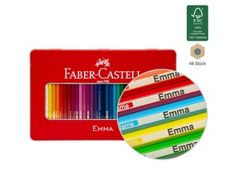 Faber Castell Classic - 36 / 24 / 12 Stück in Metallbox - Buntstifte mit Namen / Gravur - Geschenk zur Einschulung