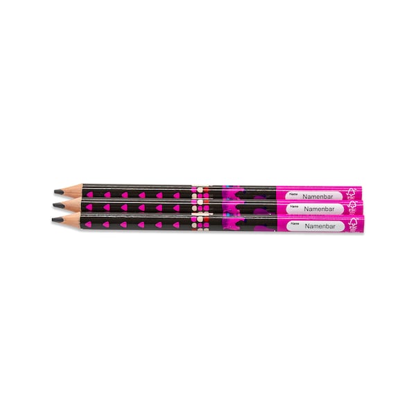 3x Jumbo Pencil with Name - Writing Pencil Pelikan Combino - pink (Girl)