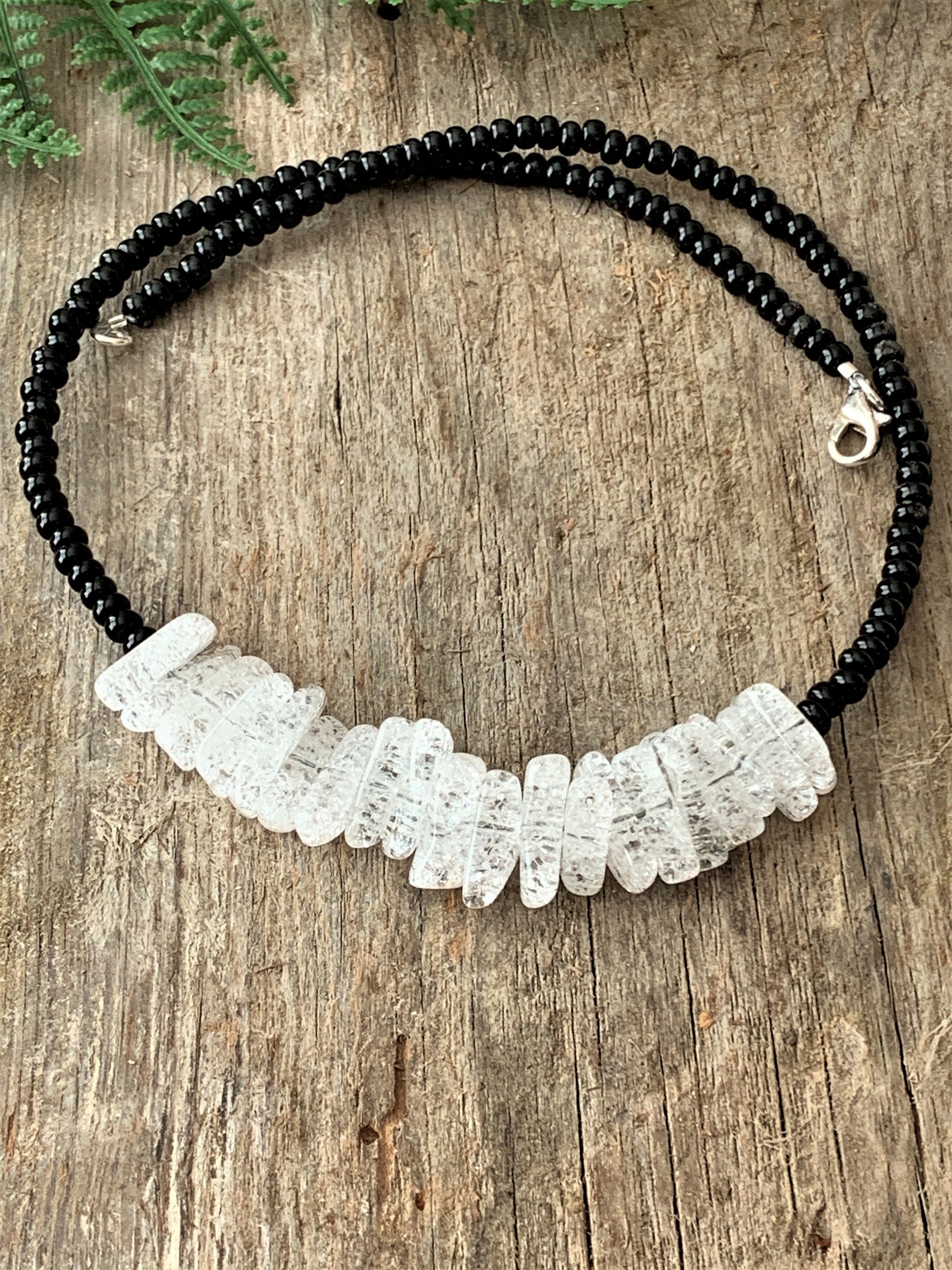 Black and White Gemstone Choker for Women Clear Quartz Choker Etsy