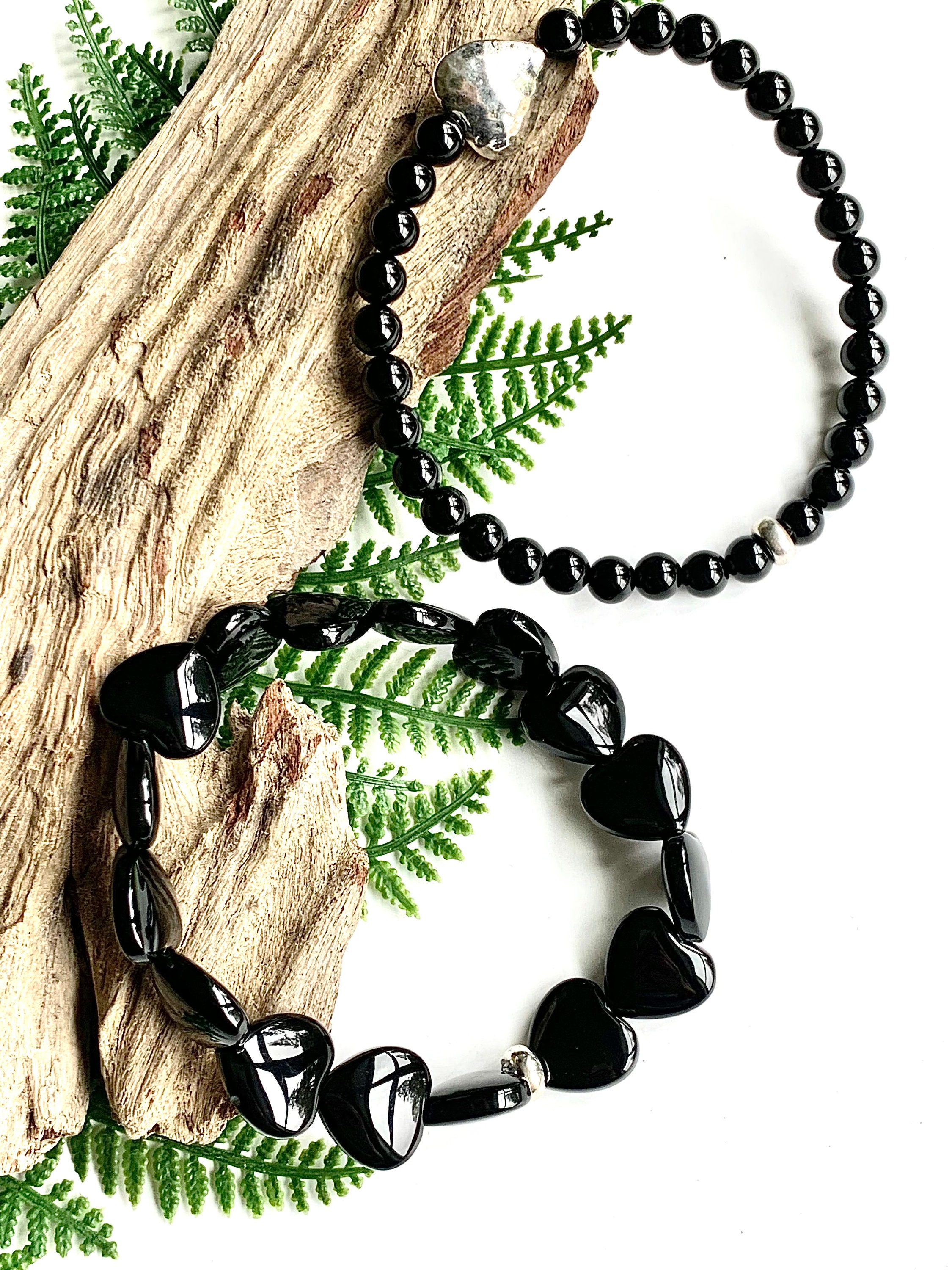 Genuine Black Onyx Bracelet for Women Stretchy Gemstone Etsy