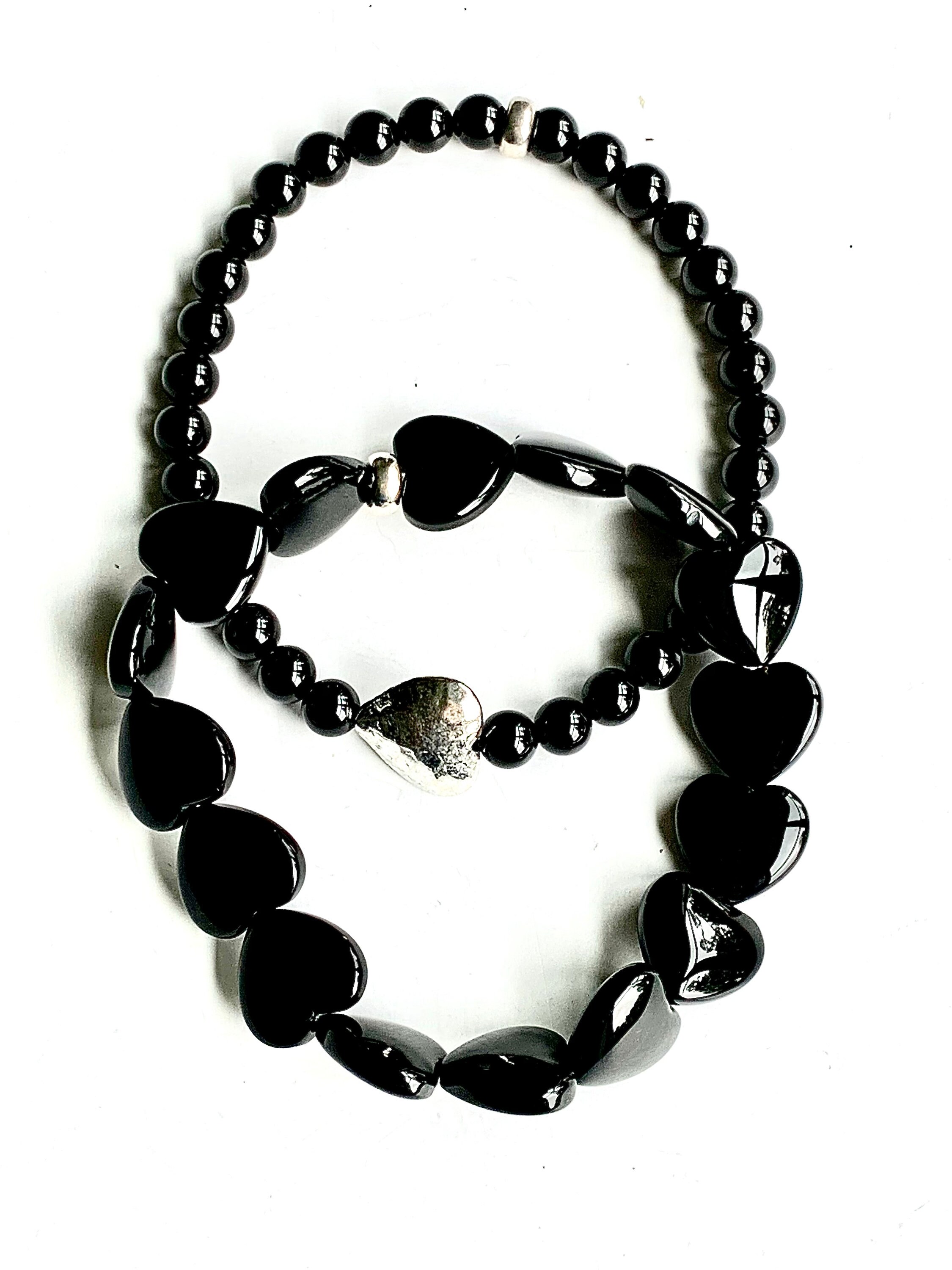 Genuine Black Onyx Bracelet for Women Stretchy Gemstone Etsy