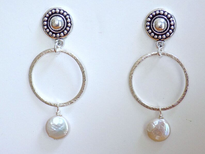 Pearl Hoop Earrings for Non Pierced Ears Freshwater Pearl Etsy