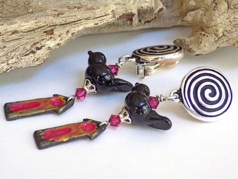 Clip on Earrings Silver Earrings Gift for Her Boho Earrings Gift for Women Handmade Jewelry Statement Earrings Birthday Gift Beaded Earrings
