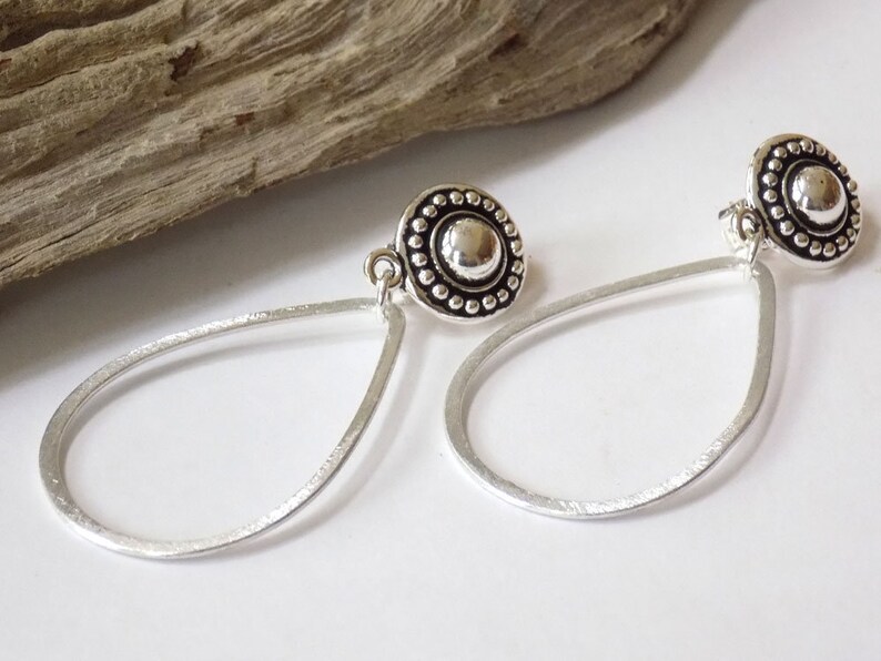 Handmade Medium Teardrop Silver Hoop Clip on Earrings for Etsy